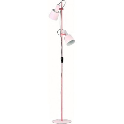 Lampada da pavimento 40W Forma Cilindrica 152×23 cm. Doppia messa a fuoco Soggiorno, sala da pranzo e camera da letto. Metallo. Colore rosa