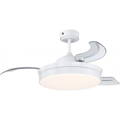 178,95 € Envio grátis | Ventilador de teto com luz 36W 55×55 cm. 3 lâminas dobráveis Metais. Cor branco