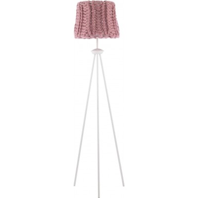 Lámpara de pie Forma Cilíndrica 120×35 cm. Trípode de sujeción Salón, comedor y dormitorio. Metal. Color rosa