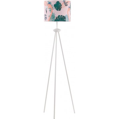 139,95 € Kostenloser Versand | Stehlampe 120×40 cm. Klemmstativ. Lampenschirm mit Zeichnungen von Flamingos und Palmen Metall und textil. Rose Farbe
