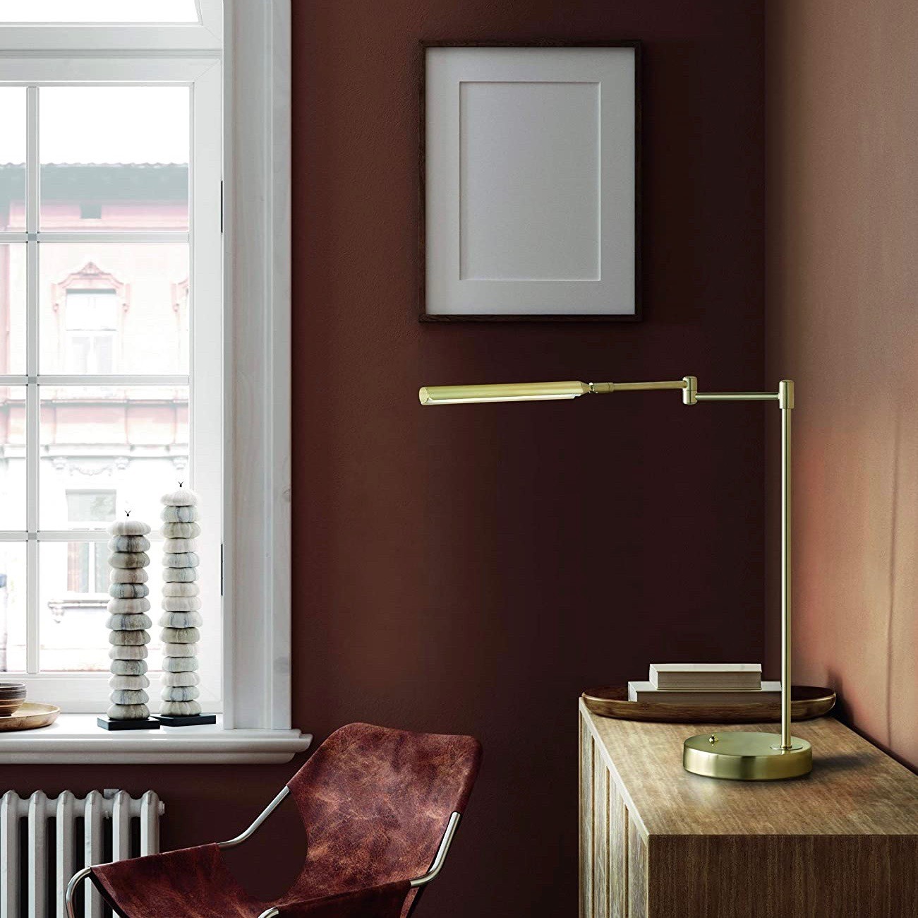149,95 € Envio grátis | Lampada de escritorio 8W 54×49 cm. LED reguláveis Metais. Cor dourado