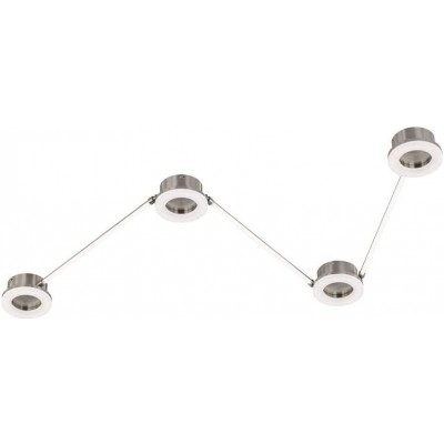 Ceiling lamp 28W Round Shape 15×8 cm. 4 spotlights Living room, dining room and lobby. Modern Style. PMMA and Metal casting. Nickel Color