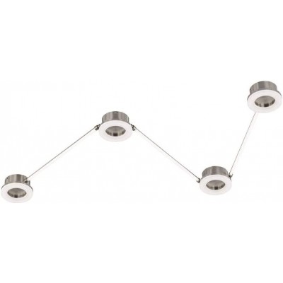 Lampe au plafond 28W 15×8 cm. 4 projecteurs Pmma et métal. Couleur nickel