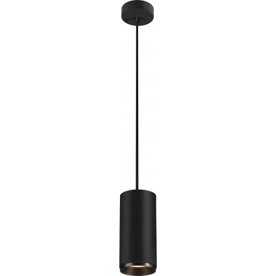 Lámpara colgante 28W Forma Cilíndrica 21×10 cm. LED regulable Salón, dormitorio y vestíbulo. Estilo moderno. Aluminio y PMMA. Color negro