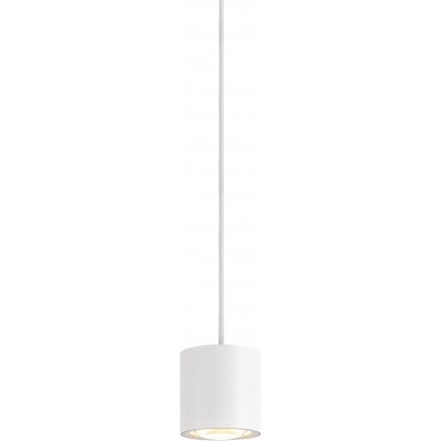 Hanging lamp 11W 2000K Very warm light. Cylindrical Shape 9×9 cm. Position adjustable LED Dining room. Aluminum and Glass. White Color