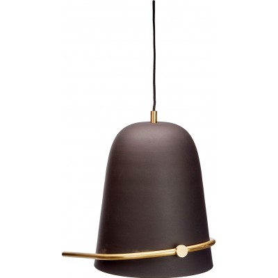 Lampe à suspension 25W Façonner Conique 40×36 cm. Salle, chambre et hall. Métal et Laiton. Couleur noir