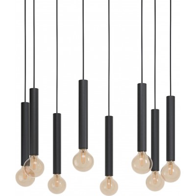 195,95 € Free Shipping | Hanging lamp Eglo 60W Cylindrical Shape 200×19 cm. 8 light points Living room, bedroom and lobby. Steel. Black Color