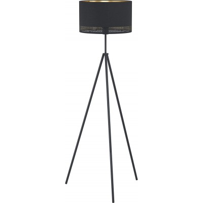 Lampada da pavimento Eglo 60W Forma Cilindrica 141×38 cm. Posto su treppiede Soggiorno, sala da pranzo e camera da letto. Stile retrò. Acciaio. Colore nero