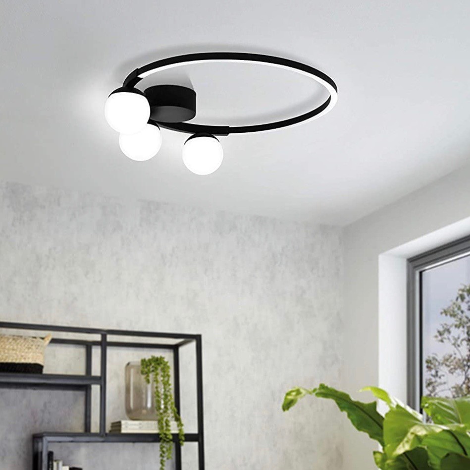 219,95 € Spedizione Gratuita | Lampada da soffitto Eglo 22W 40×40 cm. Tripla messa a fuoco Pmma. Colore nero