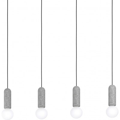 吊灯 Eglo 40W 圆柱型 形状 110×98 cm. 4个聚光灯 客厅, 饭厅 和 卧室. 钢. 灰色的 颜色