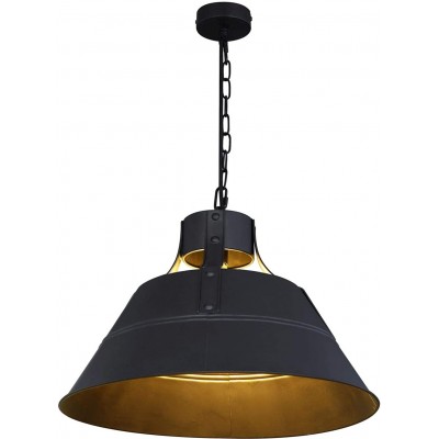 Lámpara colgante 60W Forma Cónica 150 cm. Salón, dormitorio y vestíbulo. Metal. Color negro