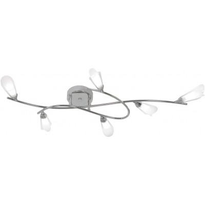 198,95 € Free Shipping | Chandelier 81×32 cm. 6 light points Living room, bedroom and lobby. Glass. Plated chrome Color