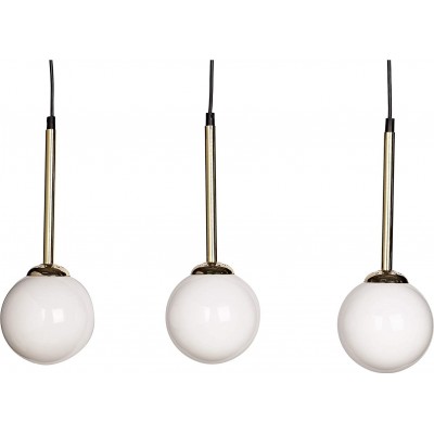 Подвесной светильник 40W Сферический Форма 65×16 cm. 3 точки света Гостинная, столовая и спальная комната. Кристалл и Металл. Белый Цвет