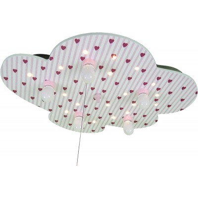 181,95 € Free Shipping | Kids lamp 25W 77×58 cm. Cloud shape. Drawings of stripes and hearts Living room, dining room and bedroom. Modern Style. Rose Color