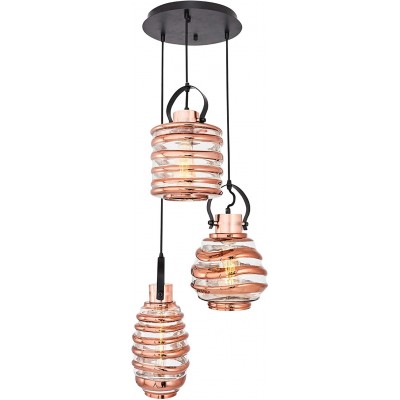 244,95 € Free Shipping | Hanging lamp 40W Cylindrical Shape 120×35 cm. Triple focus Living room, dining room and lobby. Crystal, Metal casting and Glass