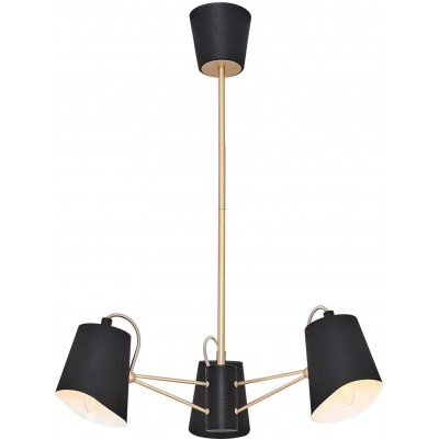Lámpara de araña 40W Forma Cilíndrica 72×52 cm. 3 puntos de luz Salón, comedor y dormitorio. Metal. Color negro