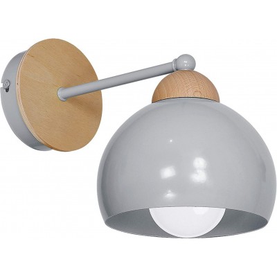 147,95 € Free Shipping | Indoor wall light Spherical Shape 28×19 cm. Dining room, bedroom and lobby. Metal casting and Wood. Gray Color