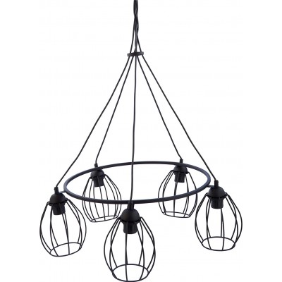 Lámpara colgante Forma Esférica 62×62 cm. 5 focos Salón, comedor y vestíbulo. Metal. Color negro