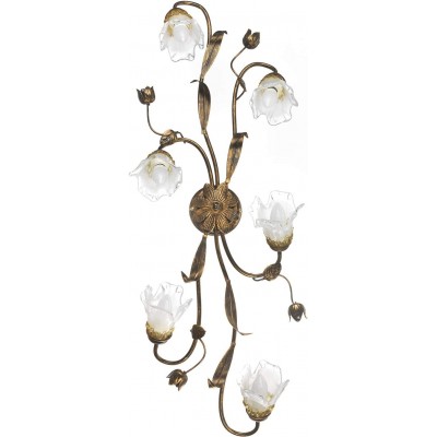 Aplique de pared interior 94×52 cm. 5 puntos de luz. Diseño con forma de flor Vidrio. Color dorado