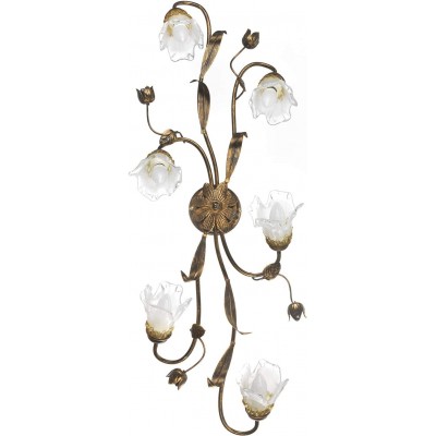 141,95 € Free Shipping | Indoor wall light 94×52 cm. 5 points of light. flower shaped design Living room, bedroom and lobby. Classic Style. Glass. Golden Color