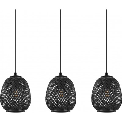Lámpara colgante Eglo 40W Forma Esférica 110×90 cm. Triple foco Salón, comedor y vestíbulo. Madera. Color negro