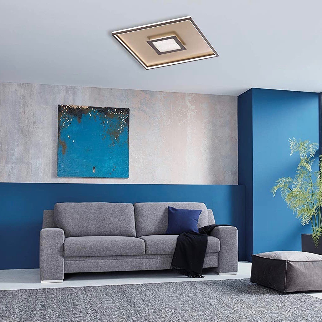 256,95 € Envio grátis | Luz de teto interna 34W 40×40 cm. Controle remoto Metais. Cor castanho
