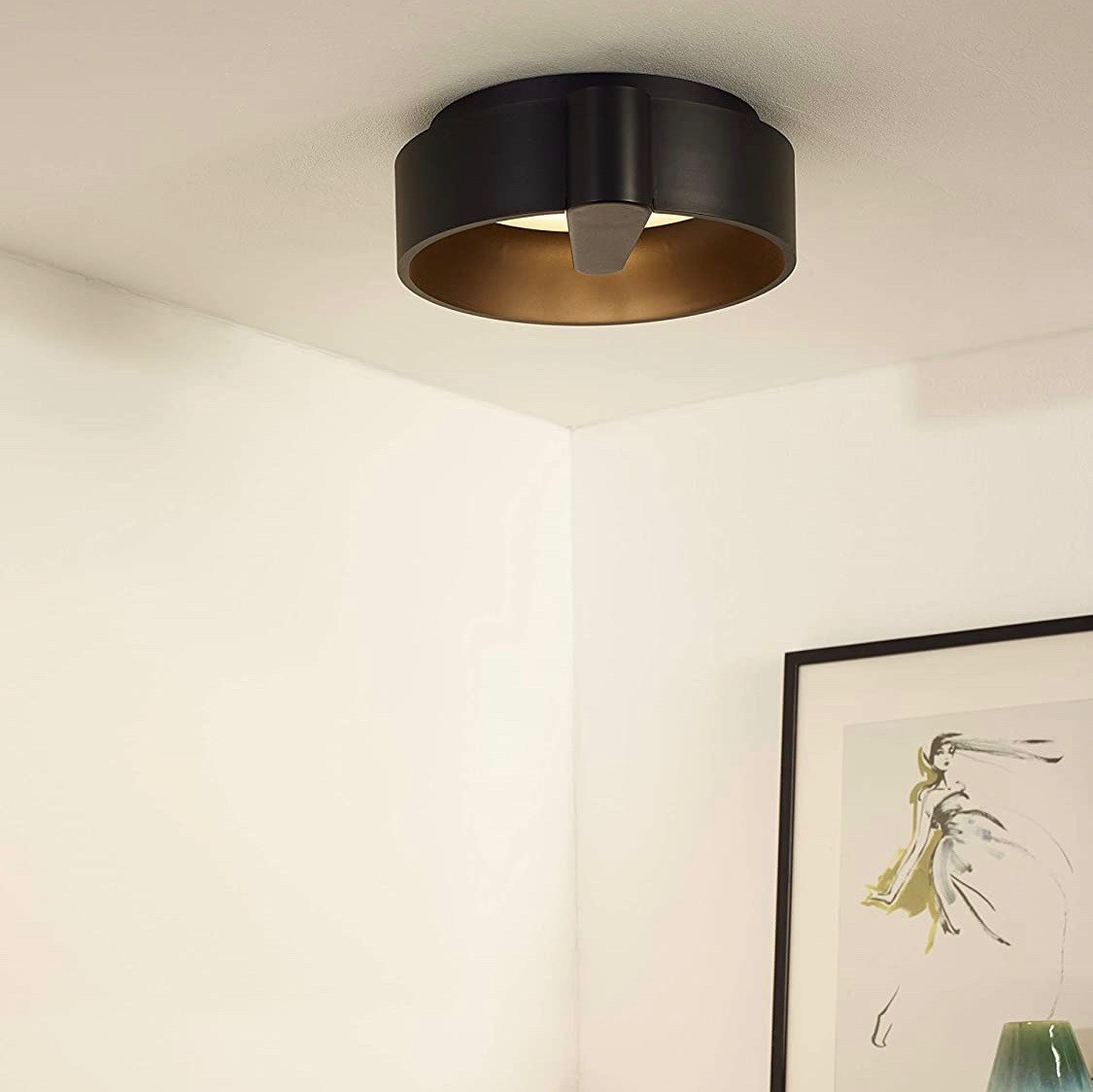 166,95 € Free Shipping | Ceiling lamp 12W 30×30 cm. Metal casting and polycarbonate. Black Color