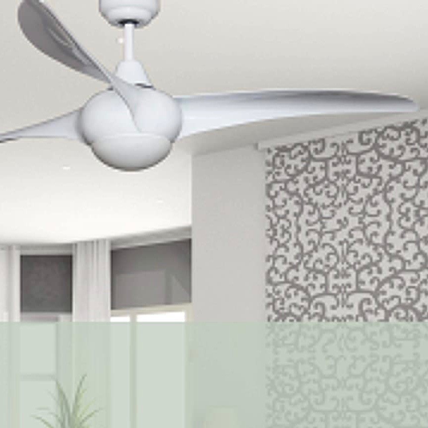 196,95 € Envío gratis | Ventilador de techo con luz 60W 76×36 cm. 3 aspas-palas. Iluminación LED. Mando a distancia Metal. Color gris