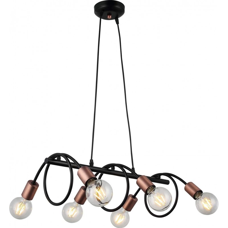 246,95 € Free Shipping | Hanging lamp 40W 62×40 cm. 6 spotlights Metal casting. Black Color