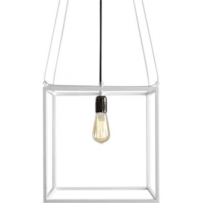 Lámpara colgante 60W Forma Cúbica 185×35 cm. Salón, comedor y dormitorio. Metal. Color blanco