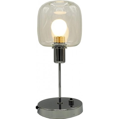 Lampe de table 40W Façonner Cylindrique 41×19 cm. Salle et bureau. Cristal. Couleur chromé