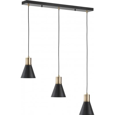 134,95 € Free Shipping | Hanging lamp 25W 80×16 cm. Triple focus Metal casting. Black Color