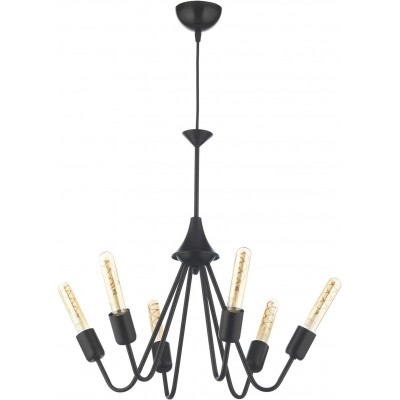 159,95 € Spedizione Gratuita | Lampadario 5W 50×50 cm. 6 faretti Cristallo e metallo. Colore nero