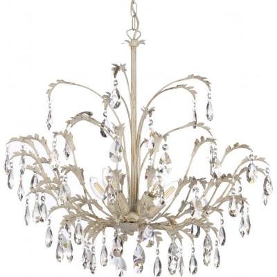 172,95 € Free Shipping | Chandelier 6W 59×52 cm. Decorated with hanging drops Living room, dining room and bedroom. Classic Style. Crystal and Metal casting. Golden Color