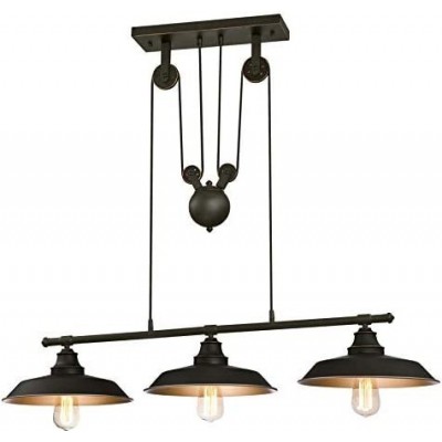 Hanging lamp 8W Round Shape Triple LED spotlight adjustable by pulley Living room, dining room and lobby. Black Color