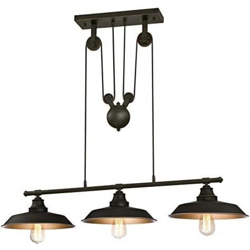 199,95 € Free Shipping | Hanging lamp 8W Triple LED spotlight adjustable by pulley Black Color