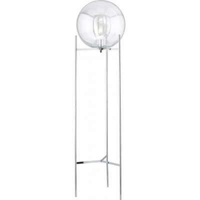 Lámpara de pie 40W Forma Esférica 130×39 cm. Comedor, dormitorio y vestíbulo. Estilo moderno. Cristal, Metal y Vidrio. Color gris