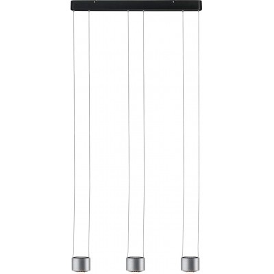 Lampe à suspension 28W 2700K Lumière très chaude. 67×10 cm. Spot LED triple dimmable Aluminium. Couleur aluminium