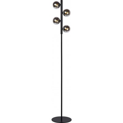 176,95 € Free Shipping | Floor lamp 112W 154×25 cm. 4 points of light Steel, textile and glass. Black Color