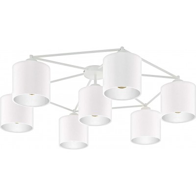 Lampada da soffitto Eglo 40W Forma Cilindrica 84×84 cm. 7 faretti Soggiorno, camera da letto e atrio. Acciaio e Tessile. Colore bianca