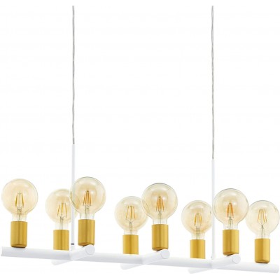 Lampe à suspension Eglo 60W Façonner Sphérique 110×79 cm. 8 points lumineux Salle, salle à manger et chambre. Acier. Couleur blanc