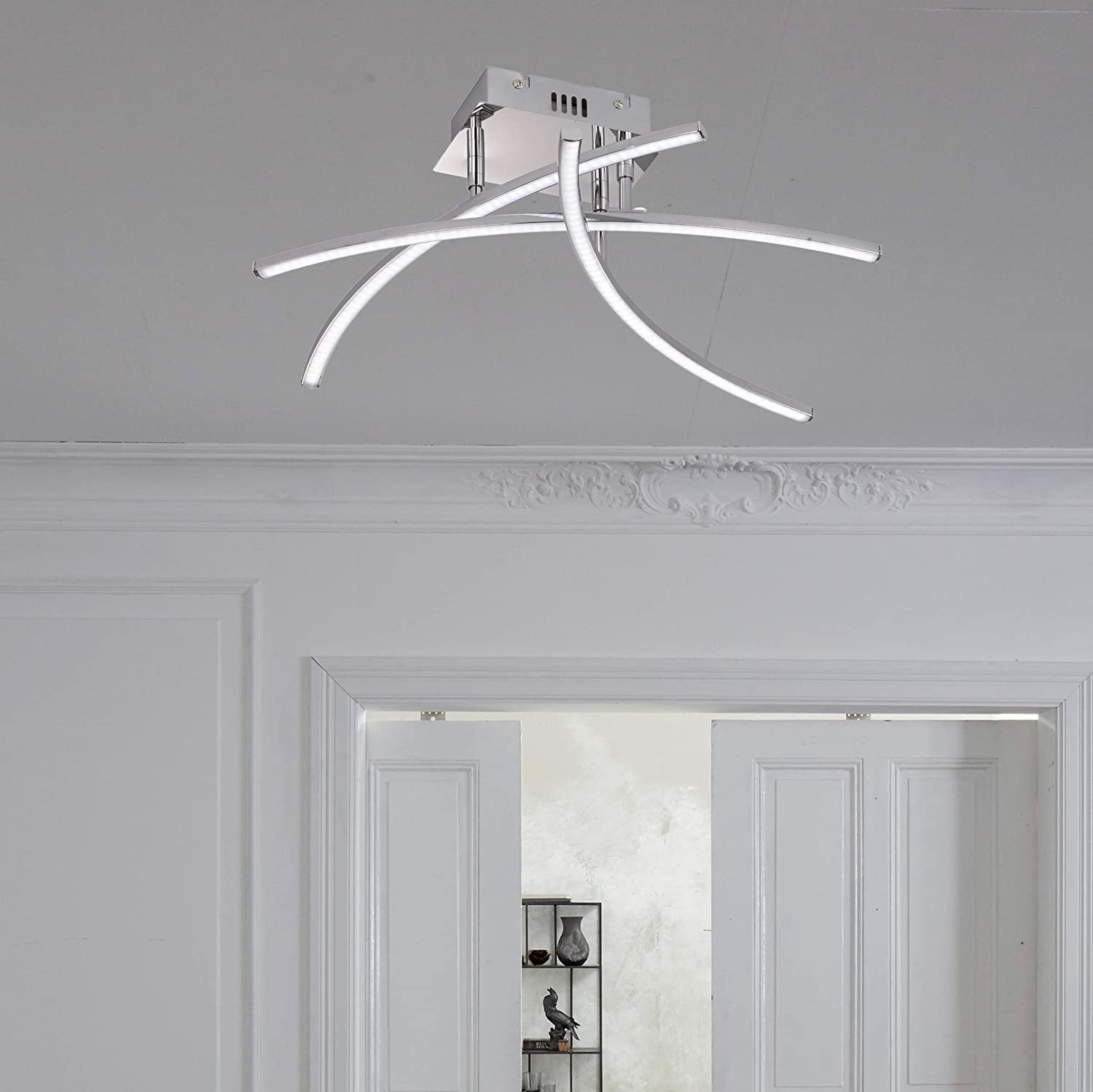 158,95 € Envio grátis | Lâmpada de teto 4W 57×50 cm. Controle remoto Metais. Cor cromado