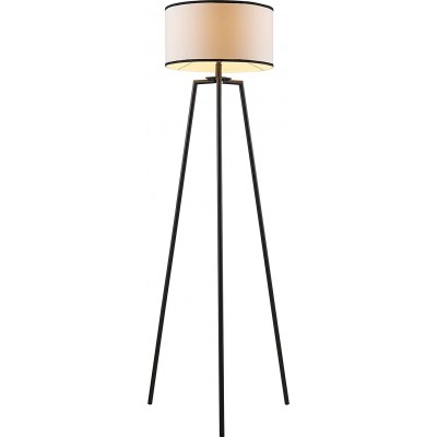 Lampada da pavimento 60W Forma Cilindrica 157×64 cm. Treppiede di bloccaggio Soggiorno, sala da pranzo e atrio. Stile moderno. Metallo e Tessile. Colore bianca