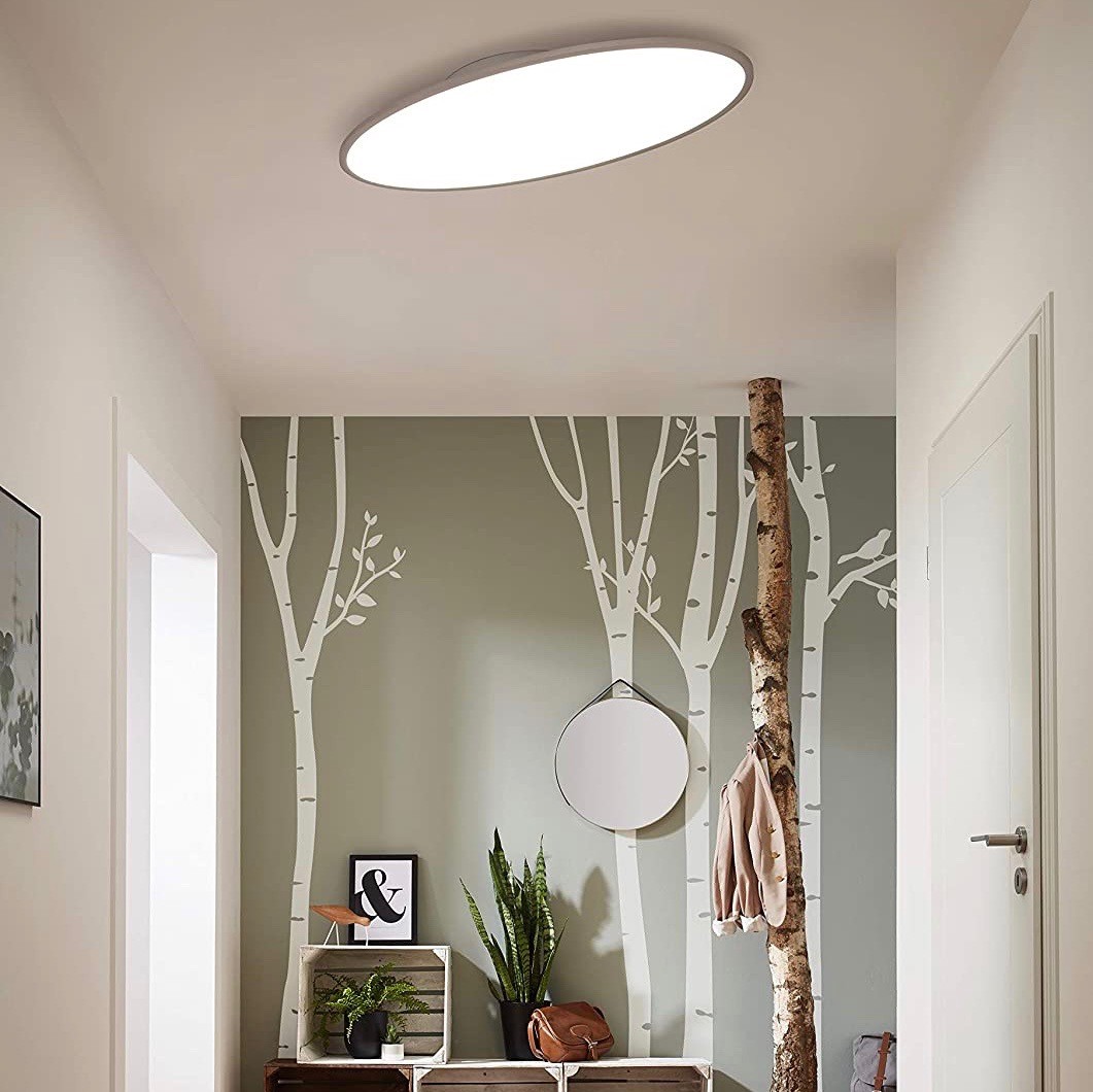 186,95 € Envío gratis | Plafón de interior 45W 100×50 cm. Control remoto Pmma y metal. Color cromado