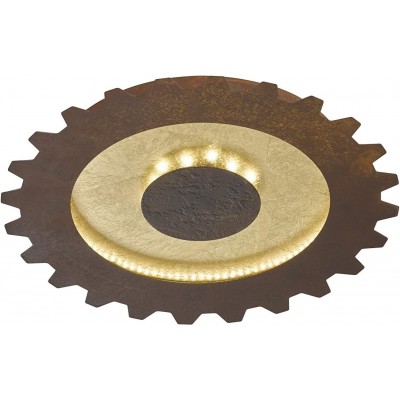 Luz de teto interna 27W 40×40 cm. Design em forma de engrenagem Pmma e metais. Cor dourado