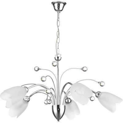 171,95 € Free Shipping | Chandelier 110×60 cm. 5 light points Crystal, metal casting and glass. Plated chrome Color