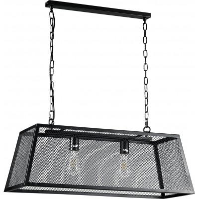 Lámpara colgante 22W Forma Rectangular 100×40 cm. 2 puntos de luz Salón, comedor y dormitorio. Metal. Color negro