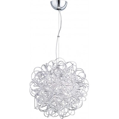 Hanging lamp 12W Spherical Shape 150×43 cm. Dining room, bedroom and lobby. Modern Style. Aluminum and Metal casting. Silver Color