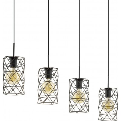 Lámpara colgante Eglo 60W Forma Cilíndrica 110×98 cm. 4 puntos de luz Salón, comedor y dormitorio. Estilo moderno. Acero. Color negro