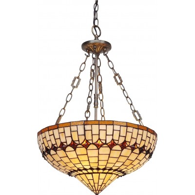 Lámpara colgante Forma Esférica 205×45 cm. Sujeción con cadena de suspensión Salón, comedor y vestíbulo. Estilo diseño. Aluminio y Cristal. Color marrón